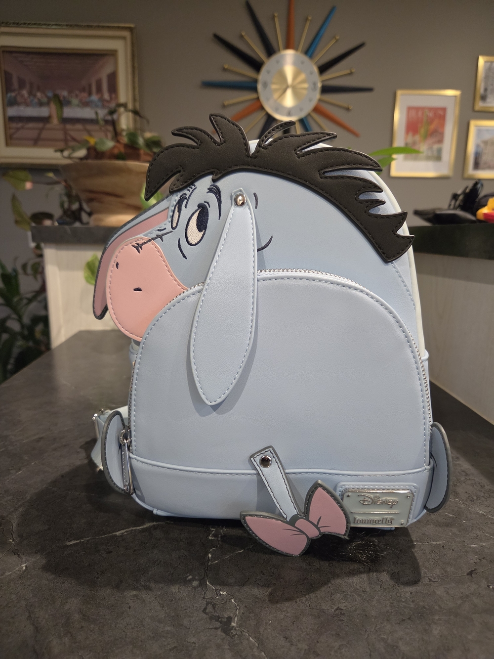 Disney Eeyore Mini Backpack with Pink Bow and Black Tail
